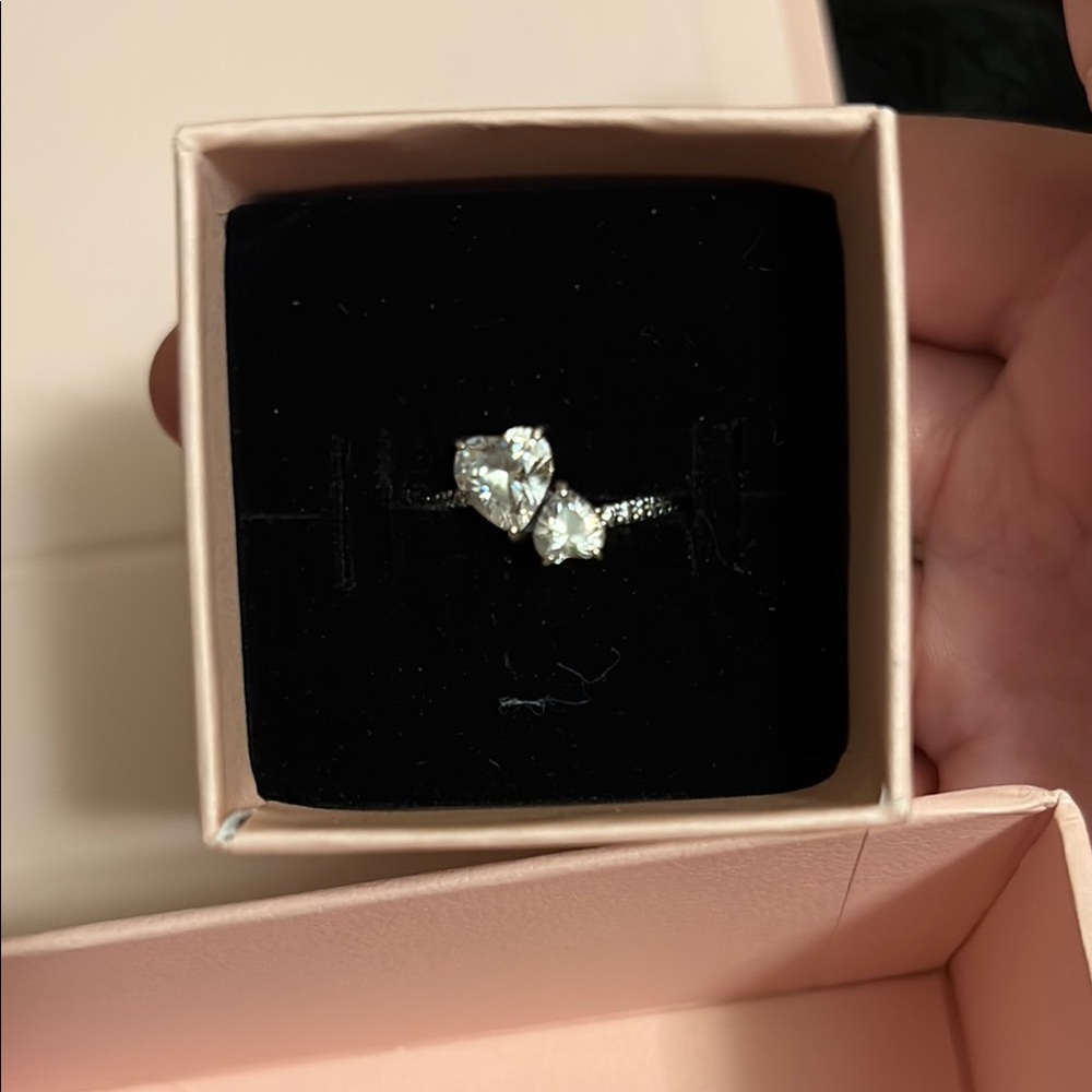 Pandora Silver Heart Ring with Sparkling Stones